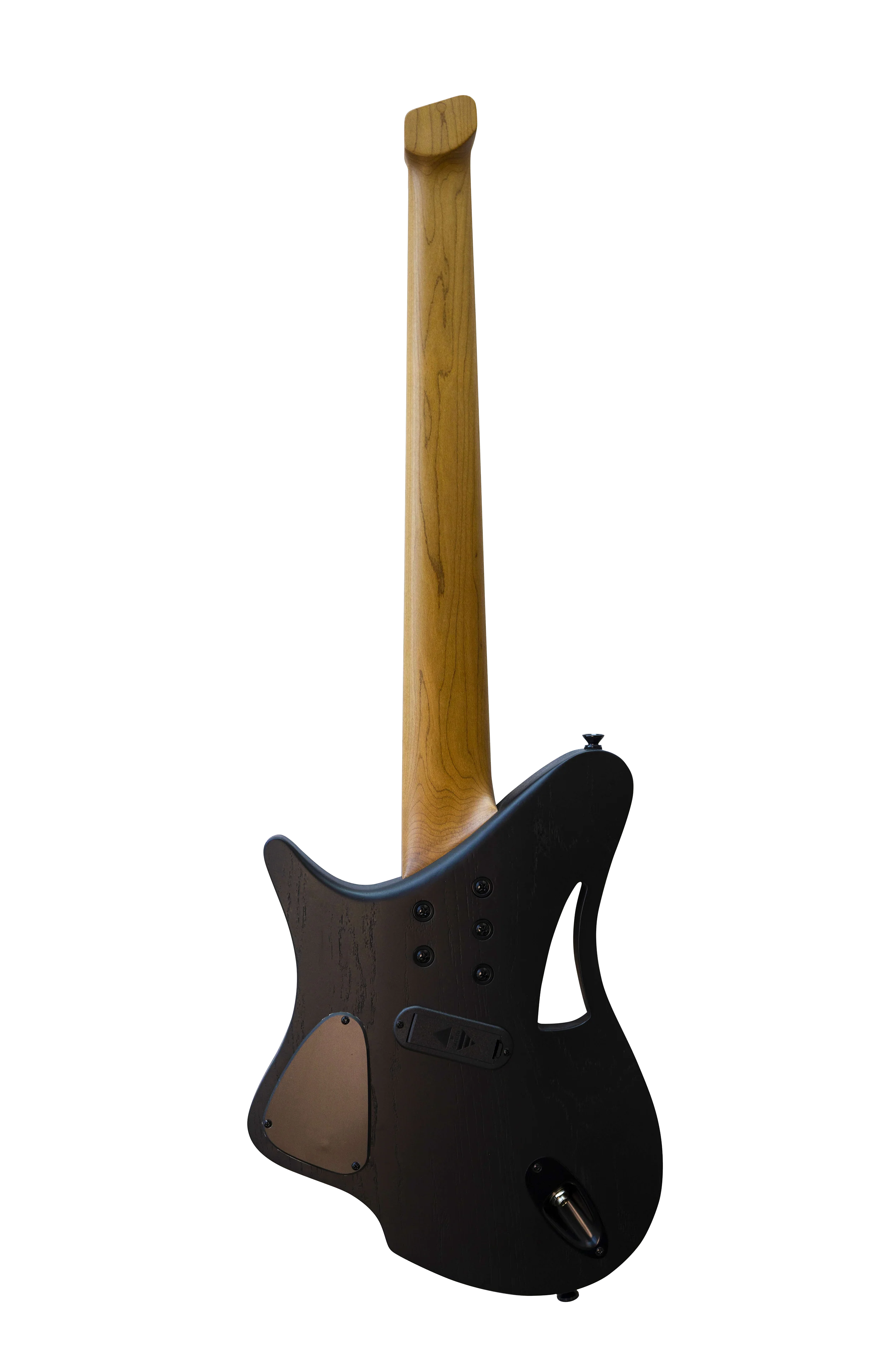 Back of Vetus 7 guitar in Onyx Black