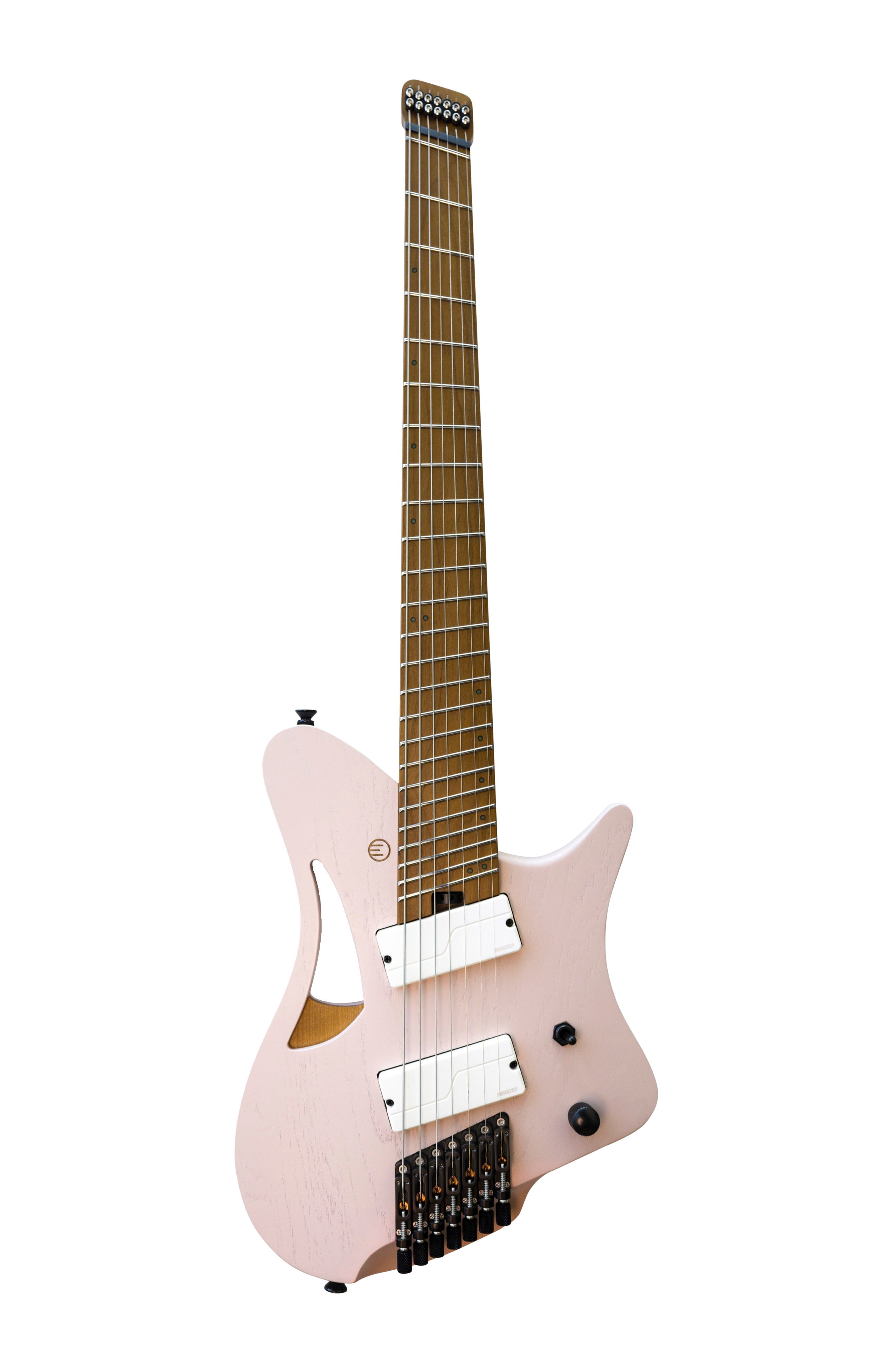 front of vetus guitar in pink