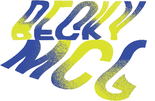 Becky McG logo using block capitals in a wavy treatment