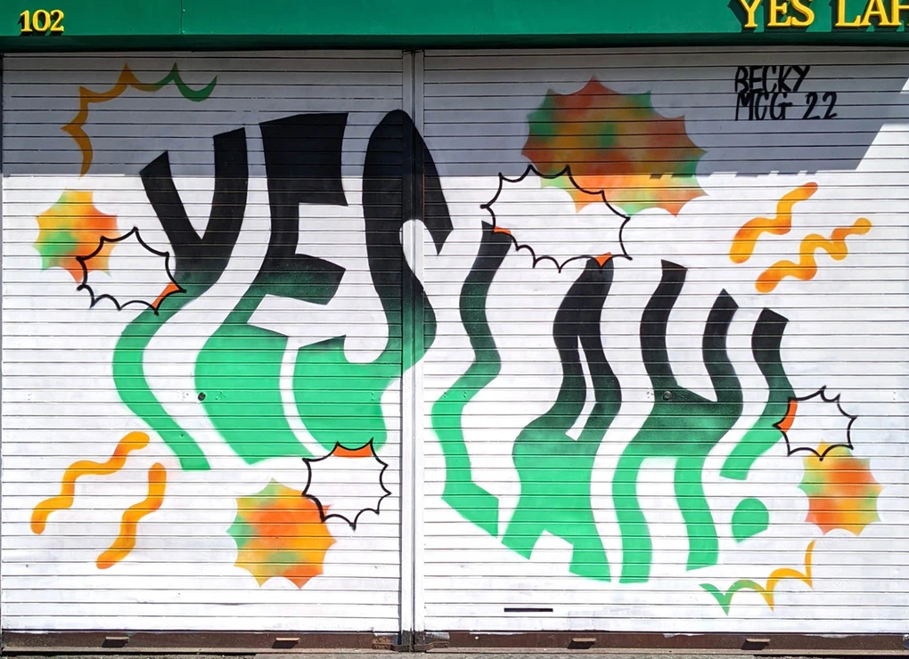Photo of Becky's colourful outdoor mural work